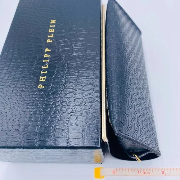 Philipp Plein Sunglasses Case Set, Black Suede Leather, Gold Chain, Boxed, Cloth Philipp Plein Sunglasses Case Set, Black Suede Leather, Gold  main image 2